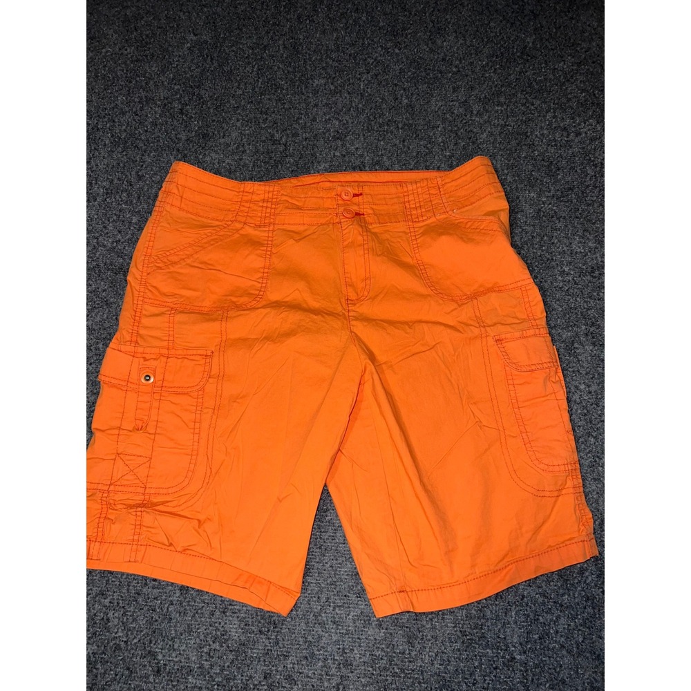 Khakis & Co Women 14 Orange Cargo Shorts Cotton Spandex Outdoor Casual